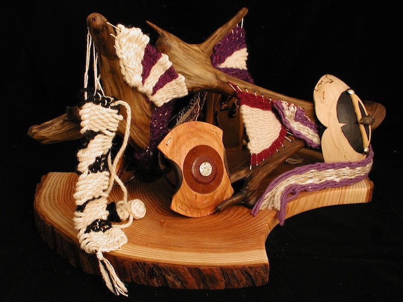 Shrouds and Shields sculpture, with replicas of Myceanean era shields and unfinished shrouds